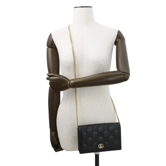 GUCCI GGMatelasse Chain Wallet Leather Black - Picture 4 of 16